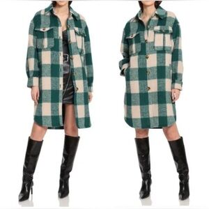Avec les filles buffalo plaid check longline shirt jacket